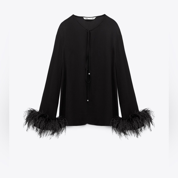 Zara Feathered Flowy Blouse - Picture 3 of 4